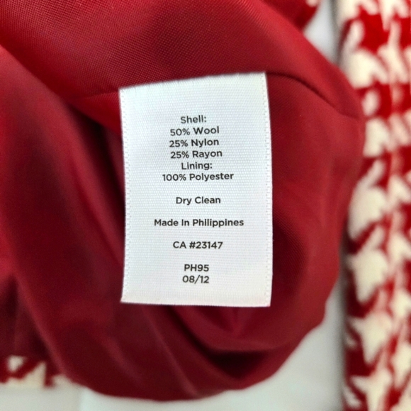 Talbots Red Wool Houndstooth Moto Jacket. Size 8 - Picture 14 of 15
